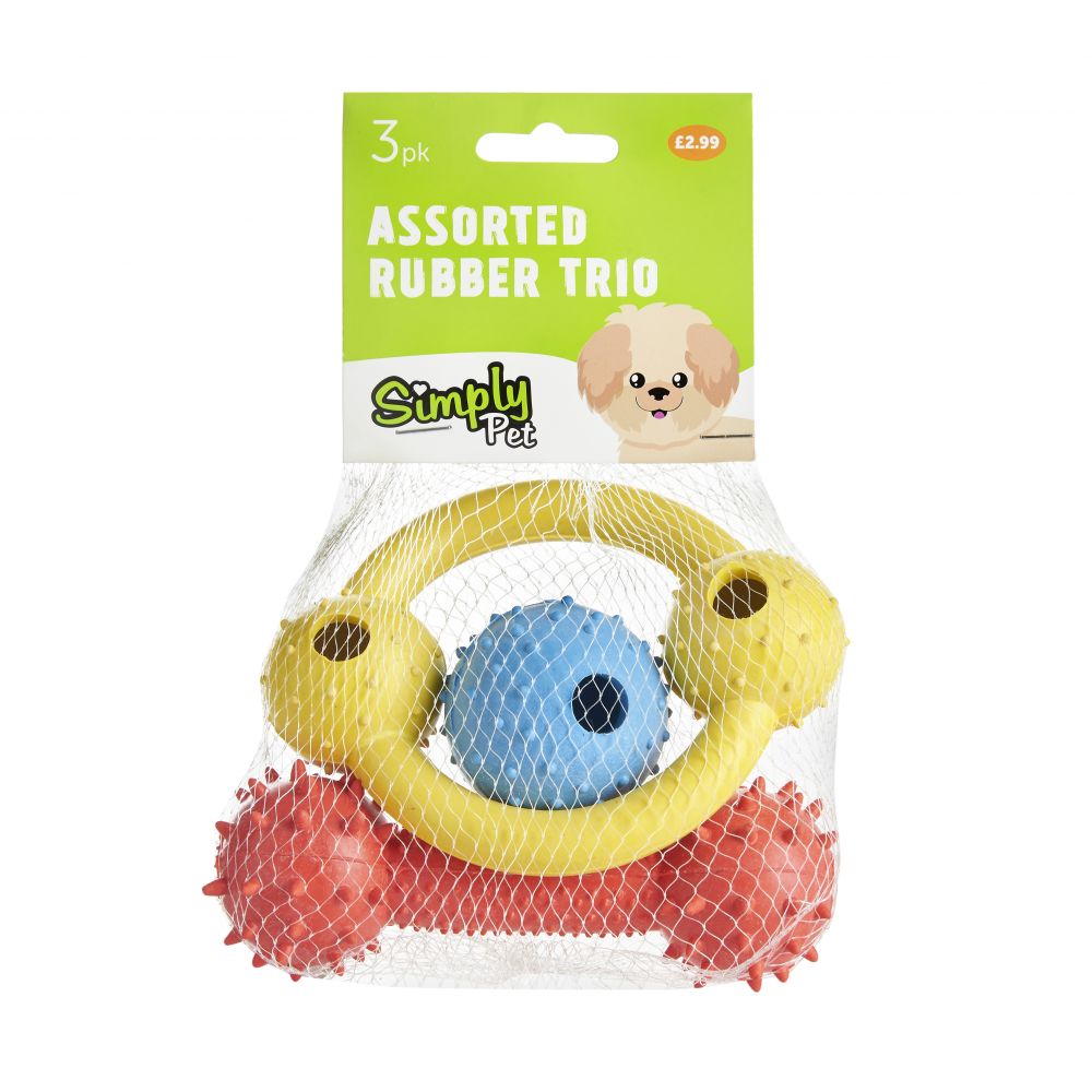 1 Assorted Rubber Trio Pm £2.99